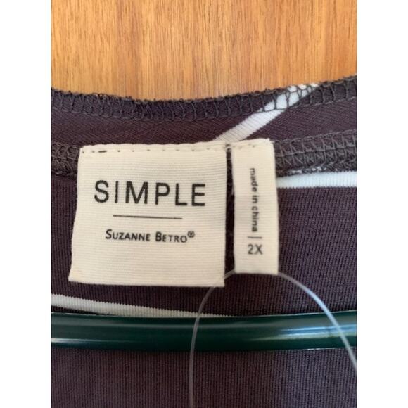 Simple by Suzanne Betro 2X  NWT Gray/White Stripe Womens Sleeveless  Dress - Picture 6 of 6